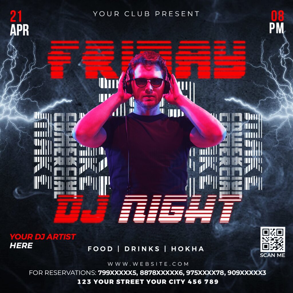 Friday Dj Party Social Media Post PSD Template min