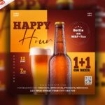 Happy Hour Beer Flyer Social Media Post Free Psd