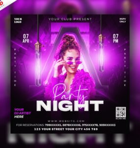 PSD dj party Night social media post and flyer template Cover min