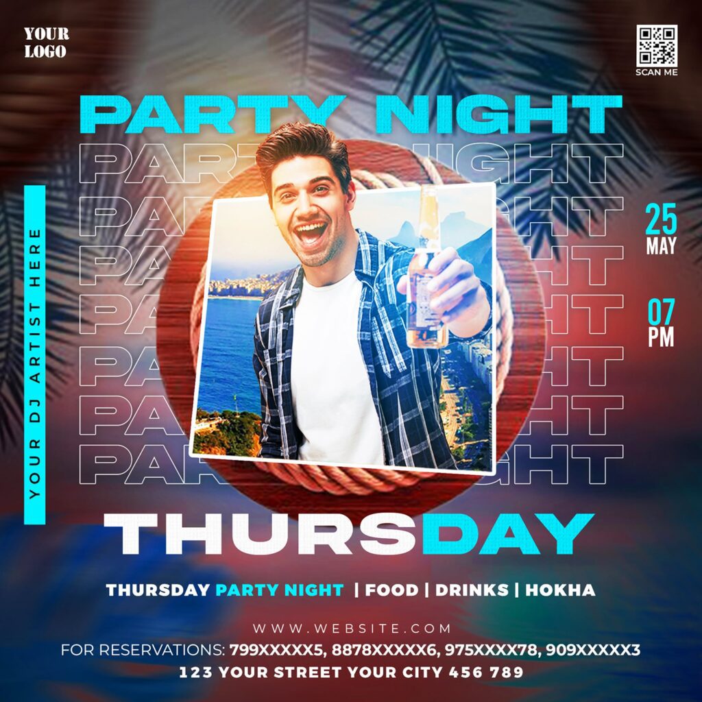 Party Night Social Media Post Design PSD min