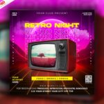 Retro 90s Music Party Social Media Post PSD