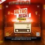 Retro 90s Music Party Social Media Post PSD