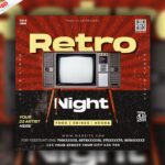 Retro Party Night Social Media Post Design PSD