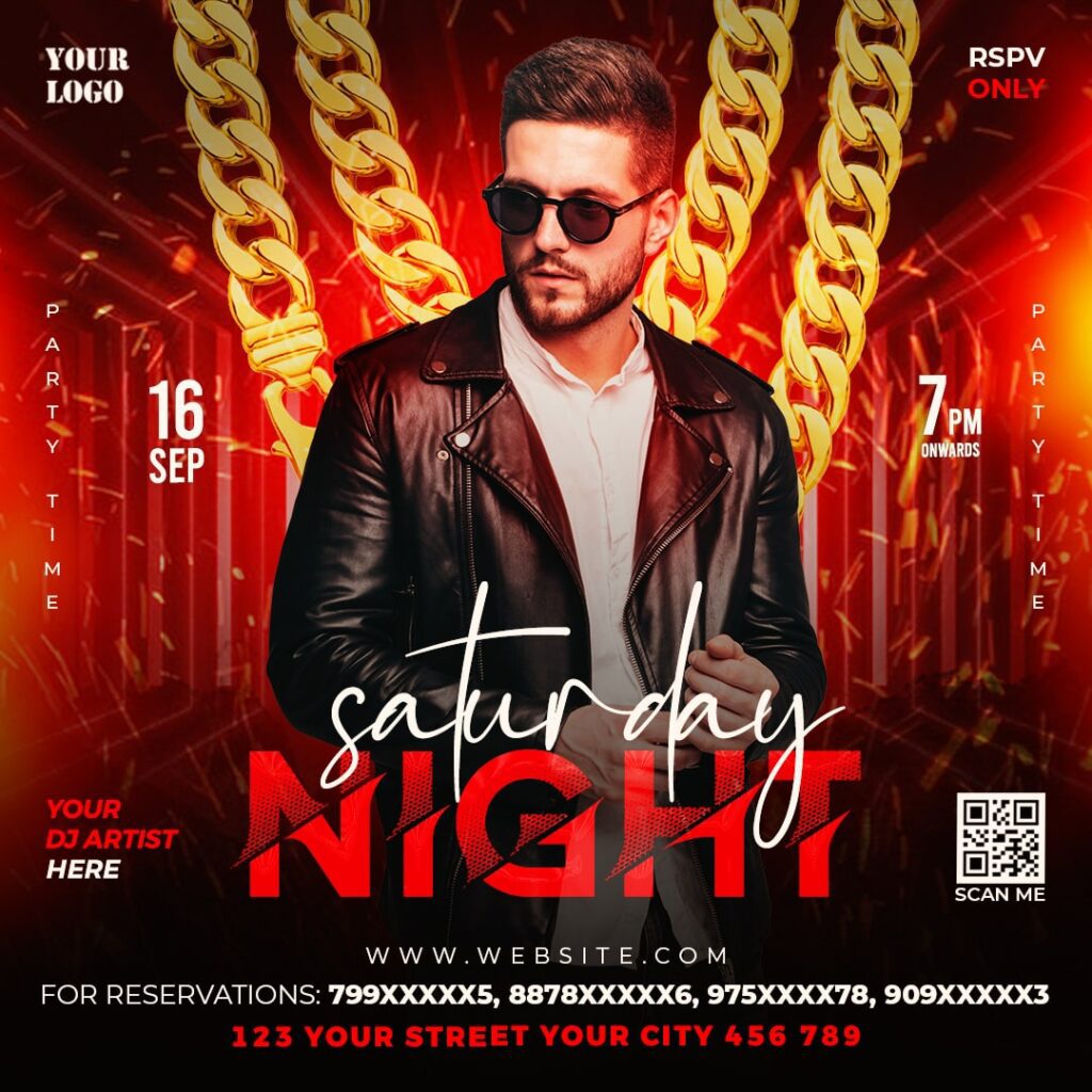 Saturday Dj Party Social Media Post PSD Template min