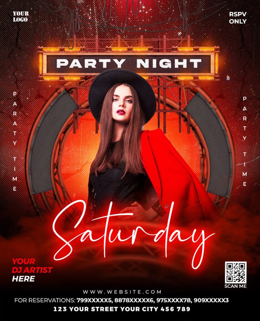 Saturday Night club party social media and flyer template - Ultimatepsd.com