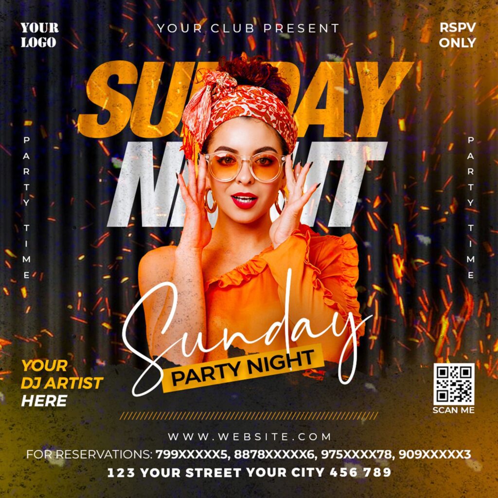 Sunday Club Party Social Media Post Template PSD 2