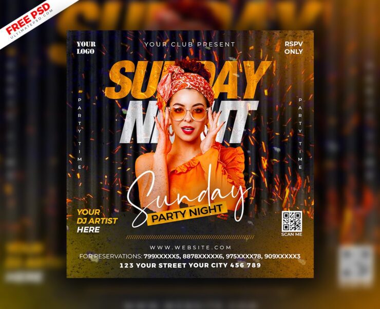 Sunday Club Party Social Media Post Template PSD